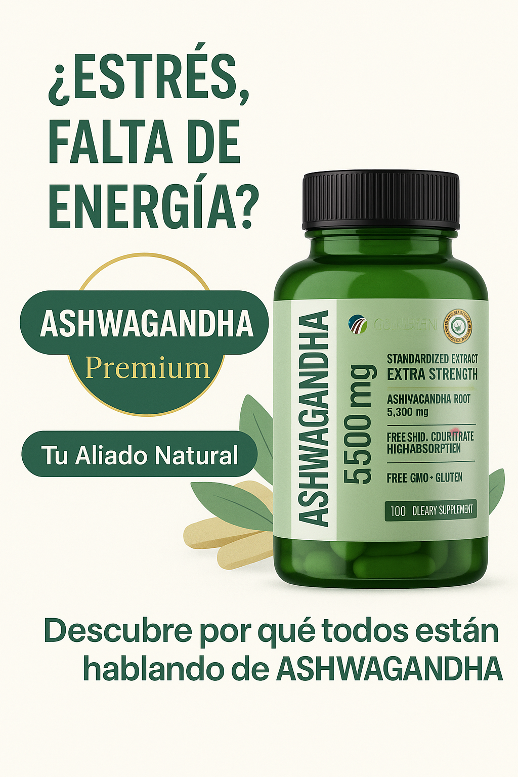 Ashwaganda Fórmula Americana ¡Elimina el estrés y renueva tu vida!