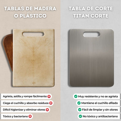 Tabla de Corte Profesional 100% Titanio – Antibacteriana y Eterna | Titan Corte™