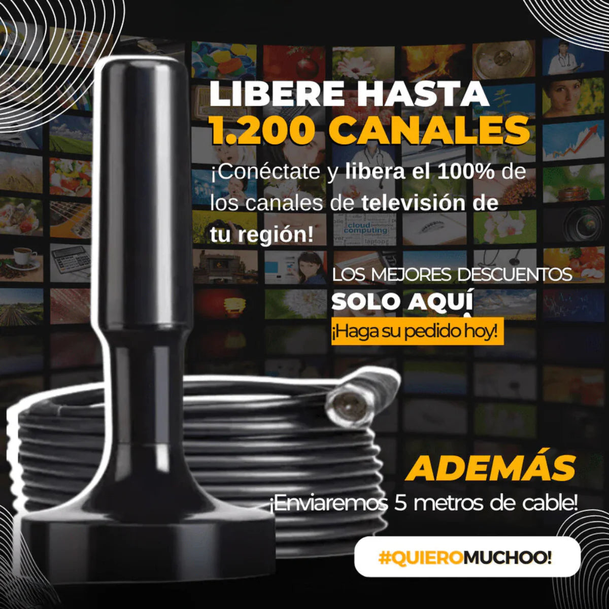 1 + 1 Antena TV Ilimitada - Disfruta Canales HD sin pagar Mensualidades