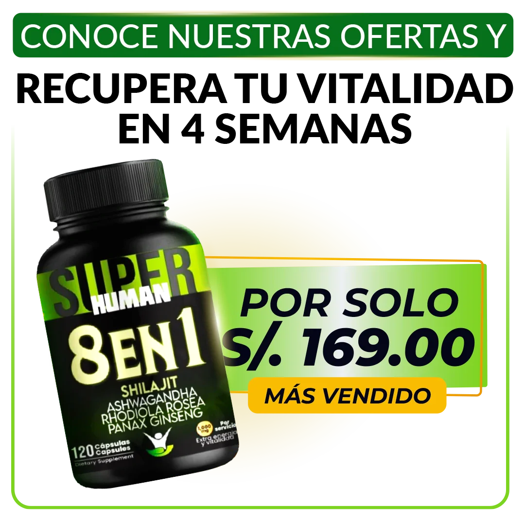 8 en 1 Cápsulas - Shilajit (120 Cápsulas) SuperHuman™ PG