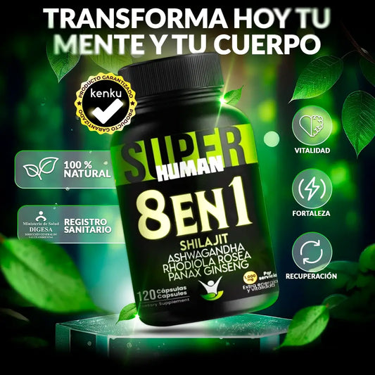 8 en 1 Cápsulas - Shilajit (120 Cápsulas) SuperHuman™ PG