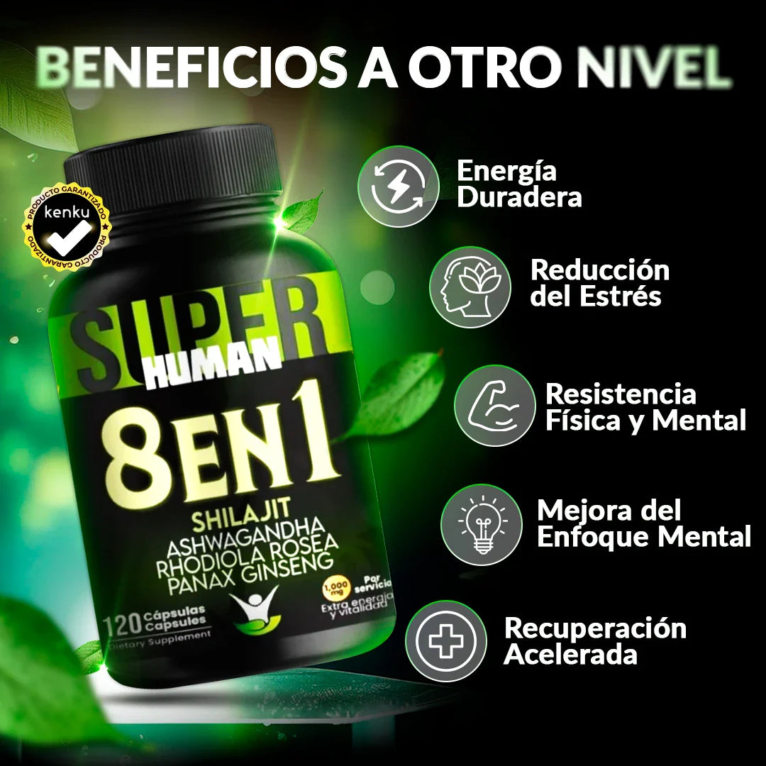 8 en 1 Cápsulas - Shilajit (120 Cápsulas) SuperHuman™ PG